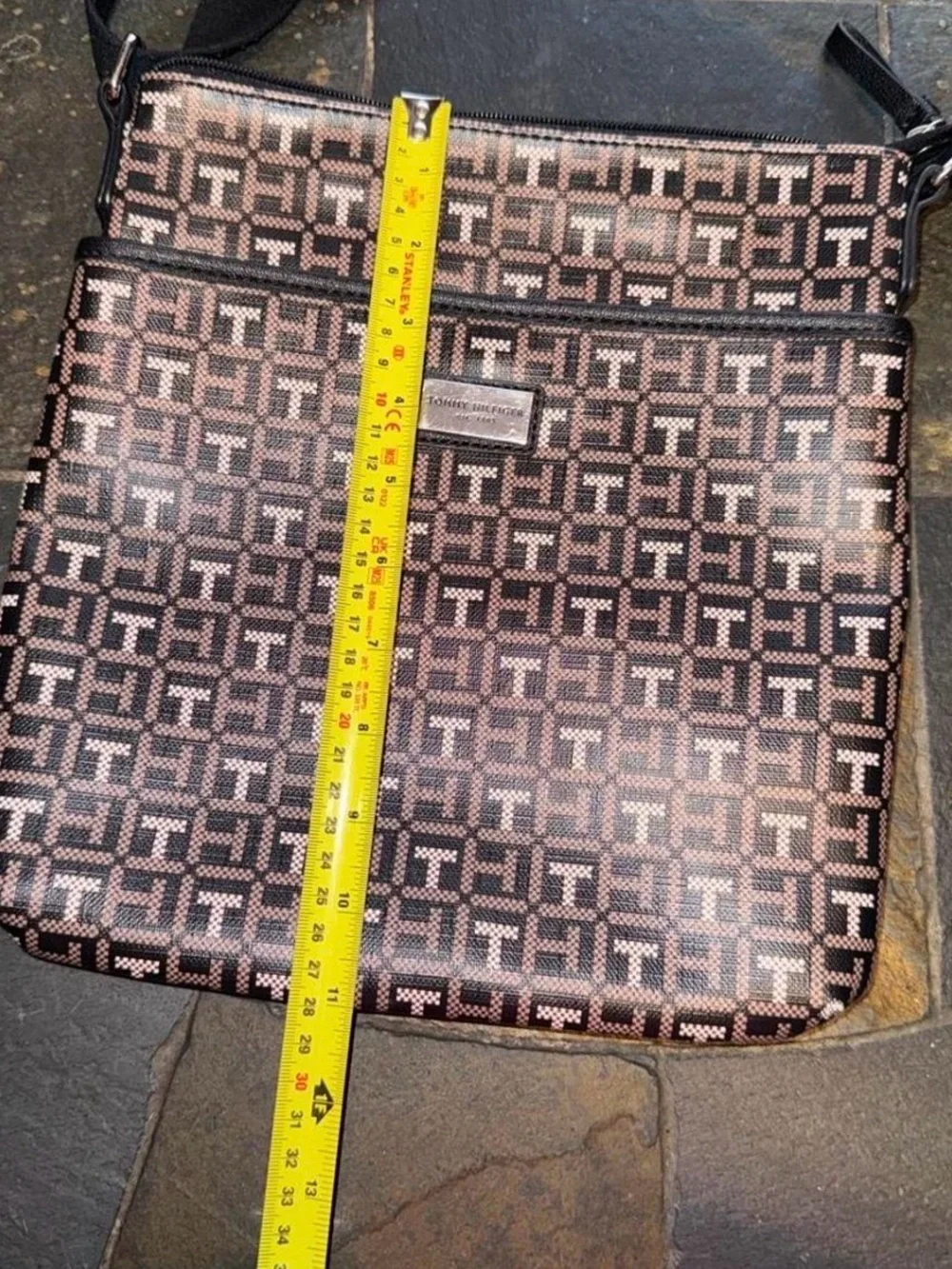 Tommy Hilfiger Black & Pink Monogram Messenger Bag